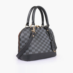 Black dome satchel handbag