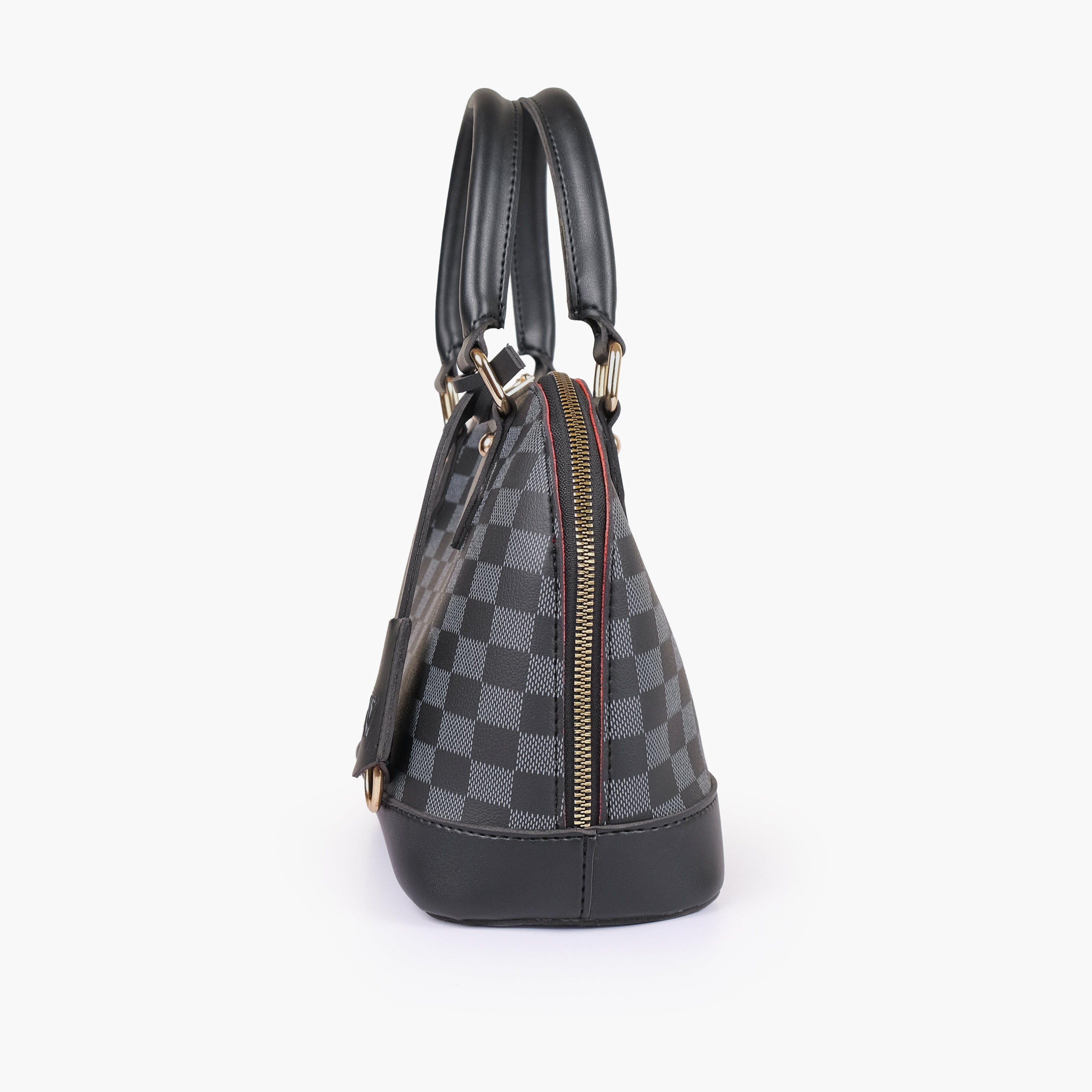 Black dome satchel handbag