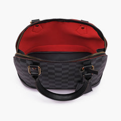 Black dome satchel handbag