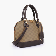 Brown dome satchel handbag
