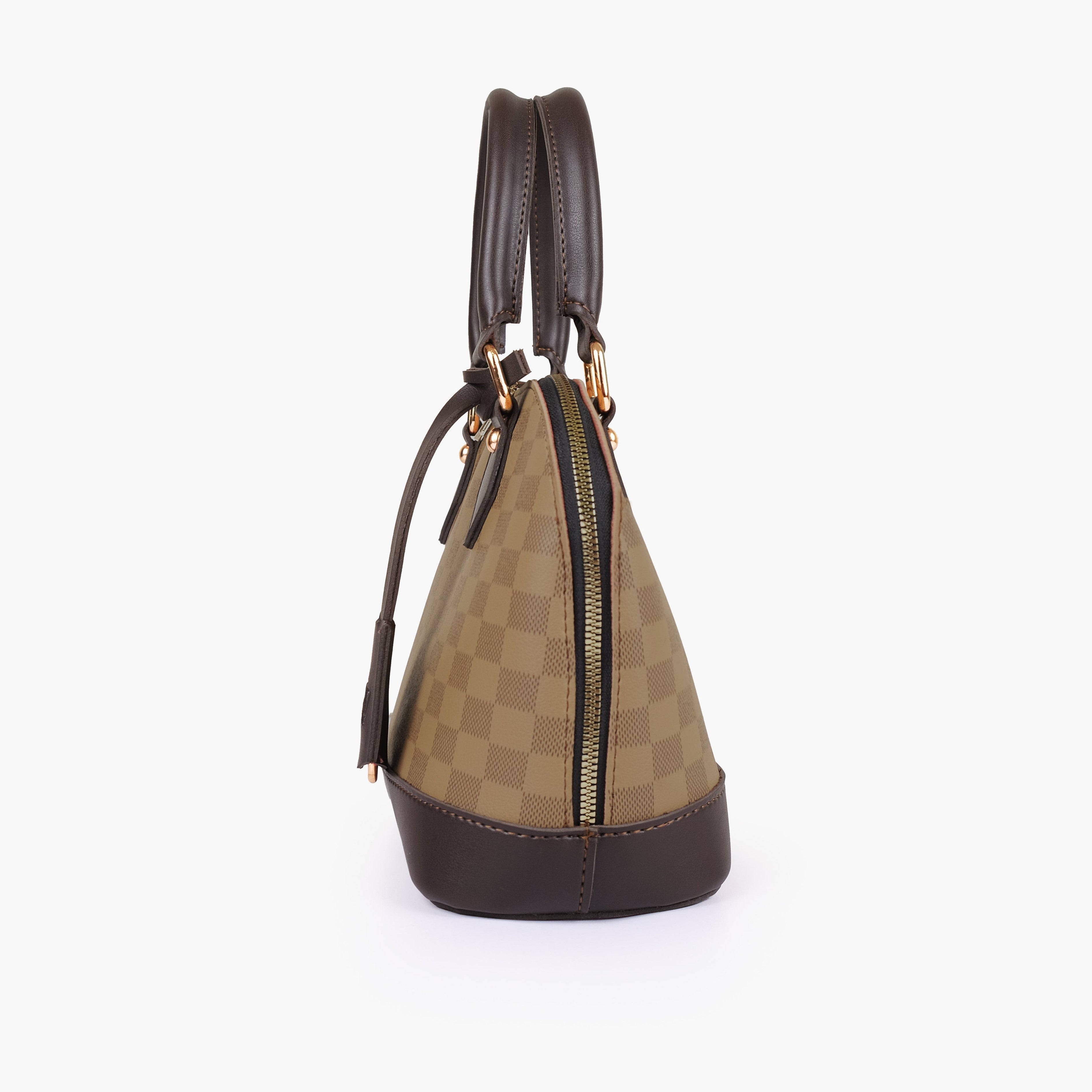 Brown dome satchel handbag