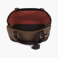 Brown dome satchel handbag