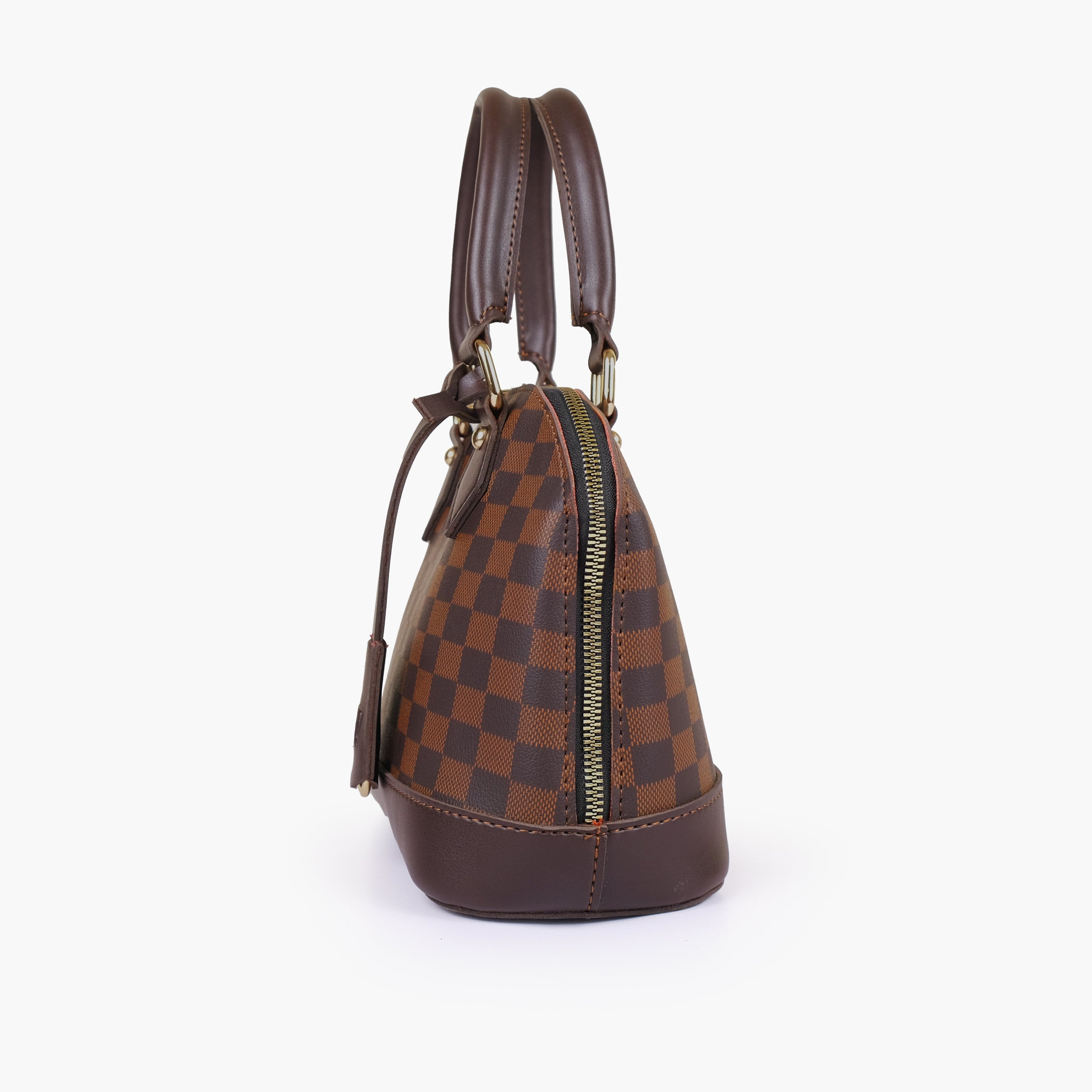 Dark brown dome satchel handbag