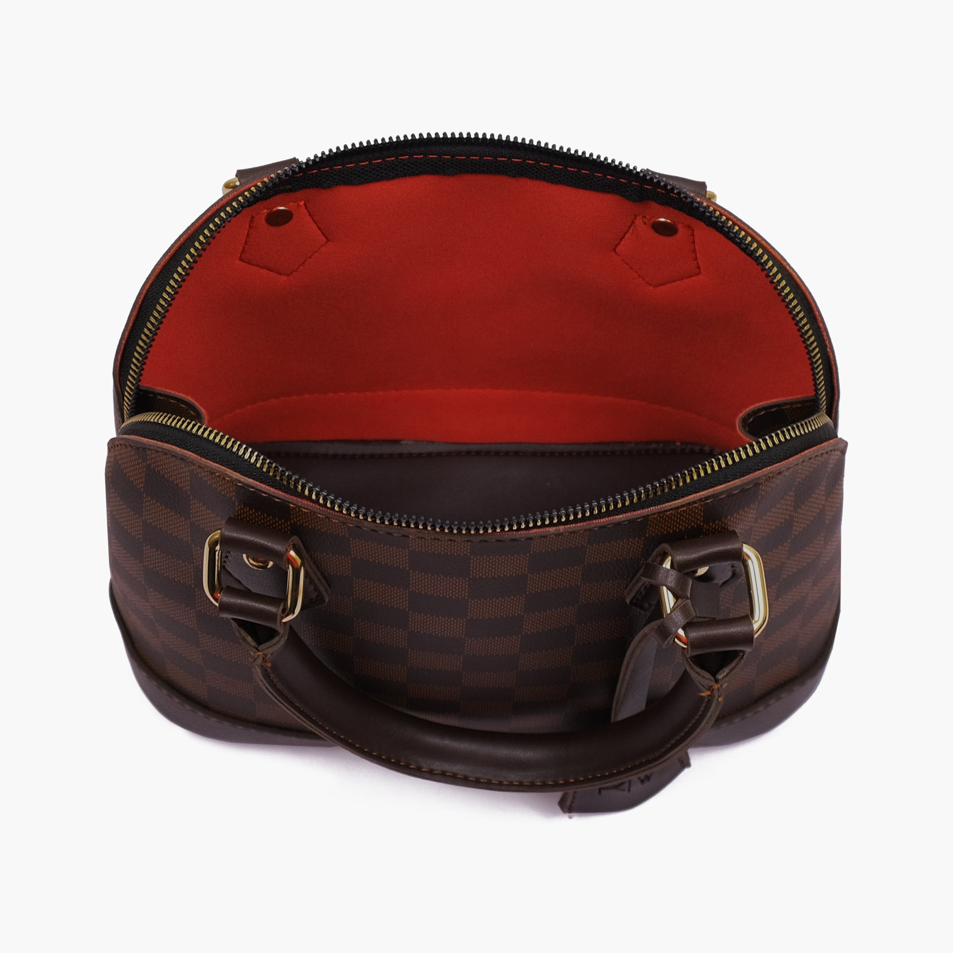 Dark brown dome satchel handbag