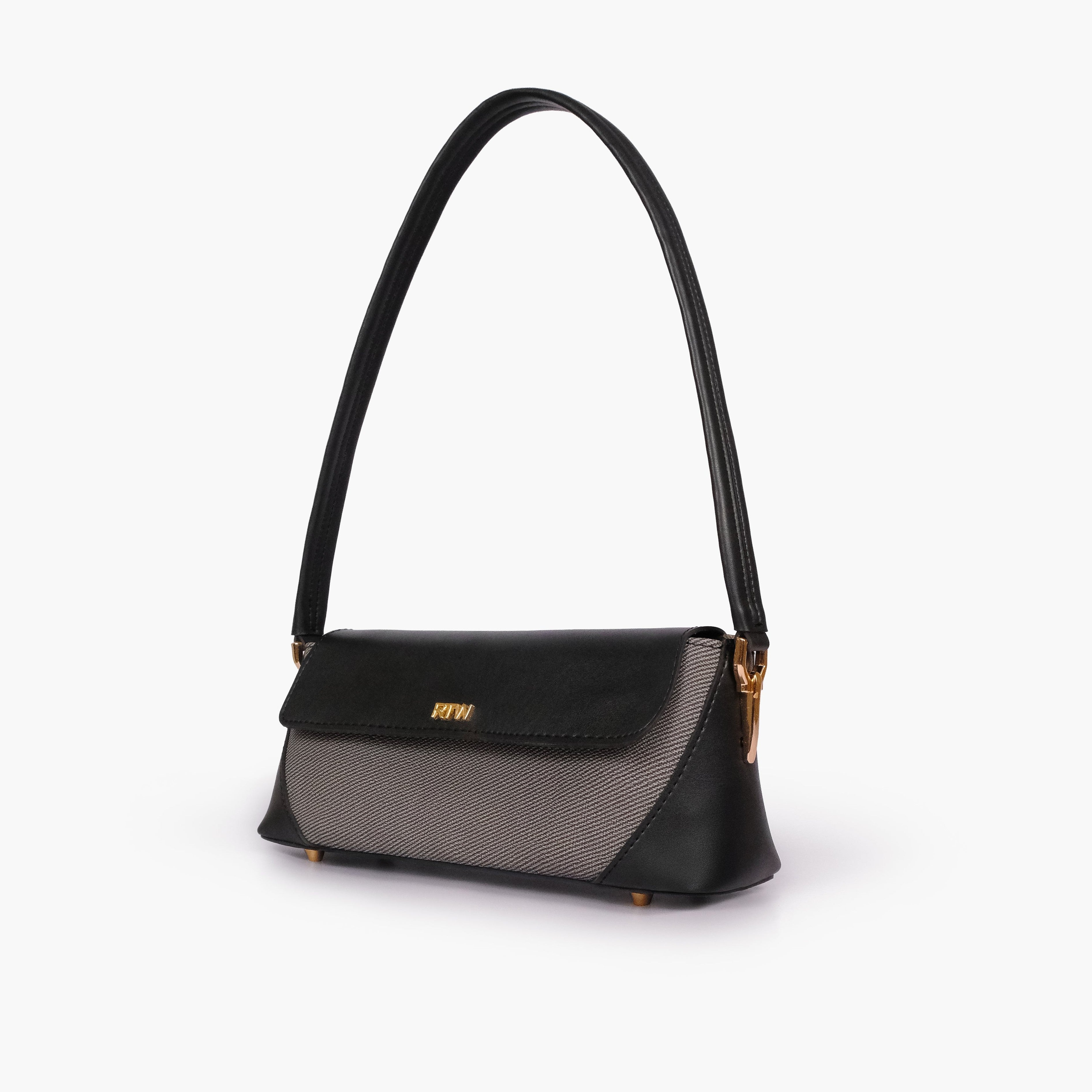 Black baguette shoulder bag