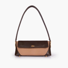 Dark brown baguette shoulder bag
