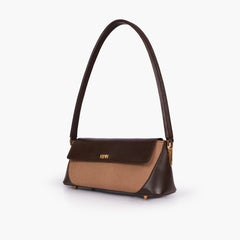 Dark brown baguette shoulder bag