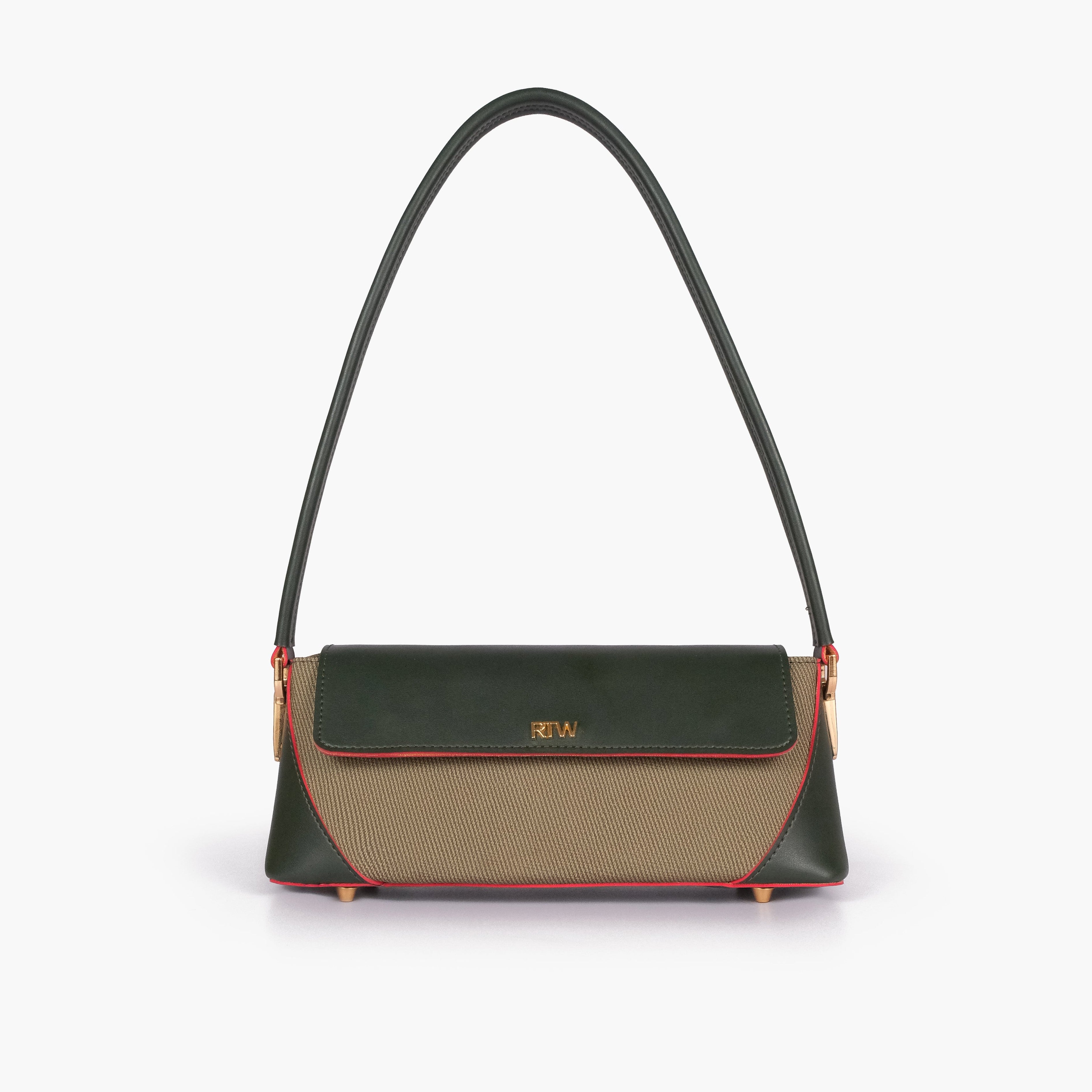 Green baguette shoulder bag