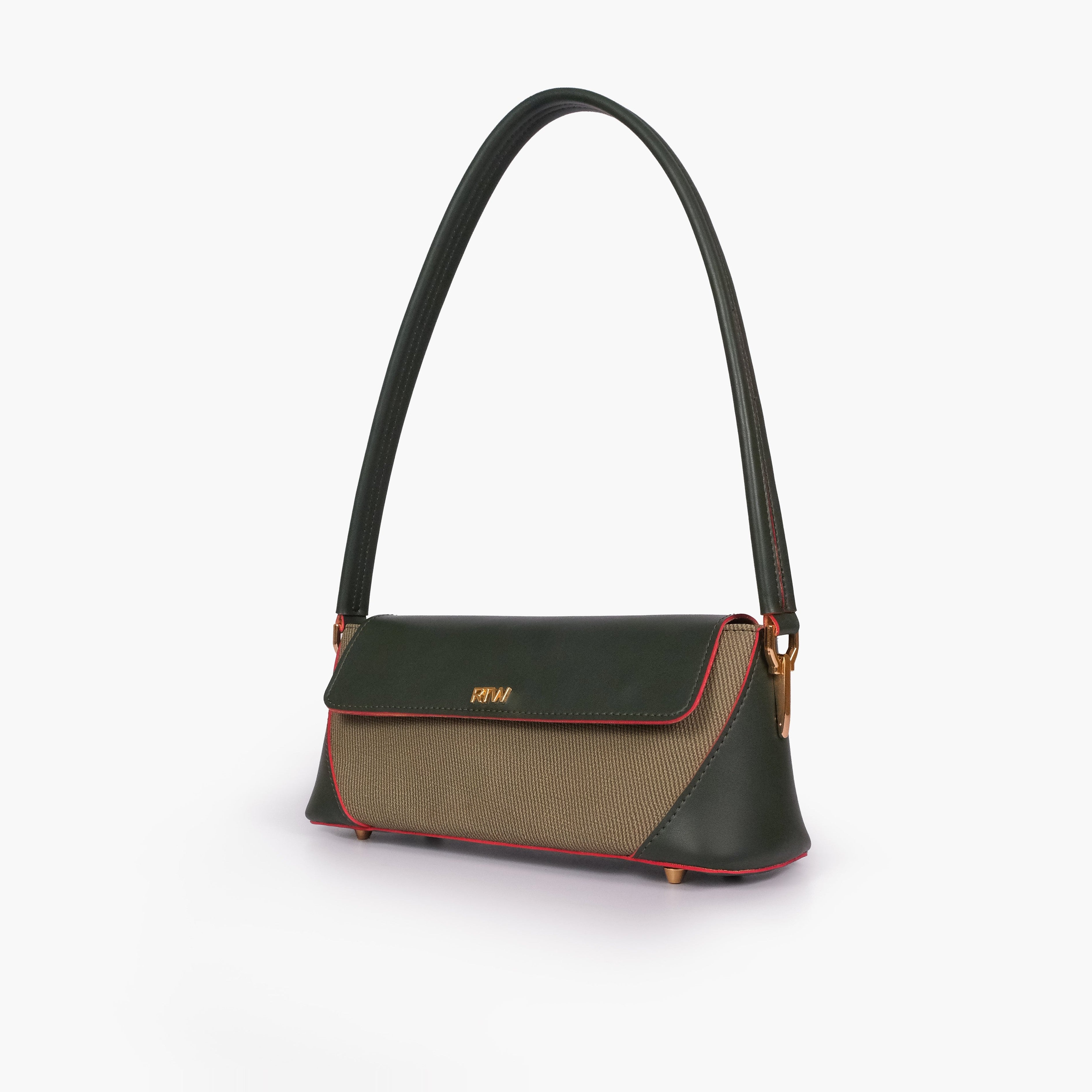 Green baguette shoulder bag