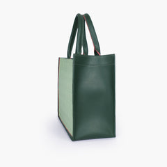 Army green box tote bag