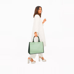 Army green box tote bag
