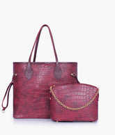 Burgundy crocodile neverfull two piece set