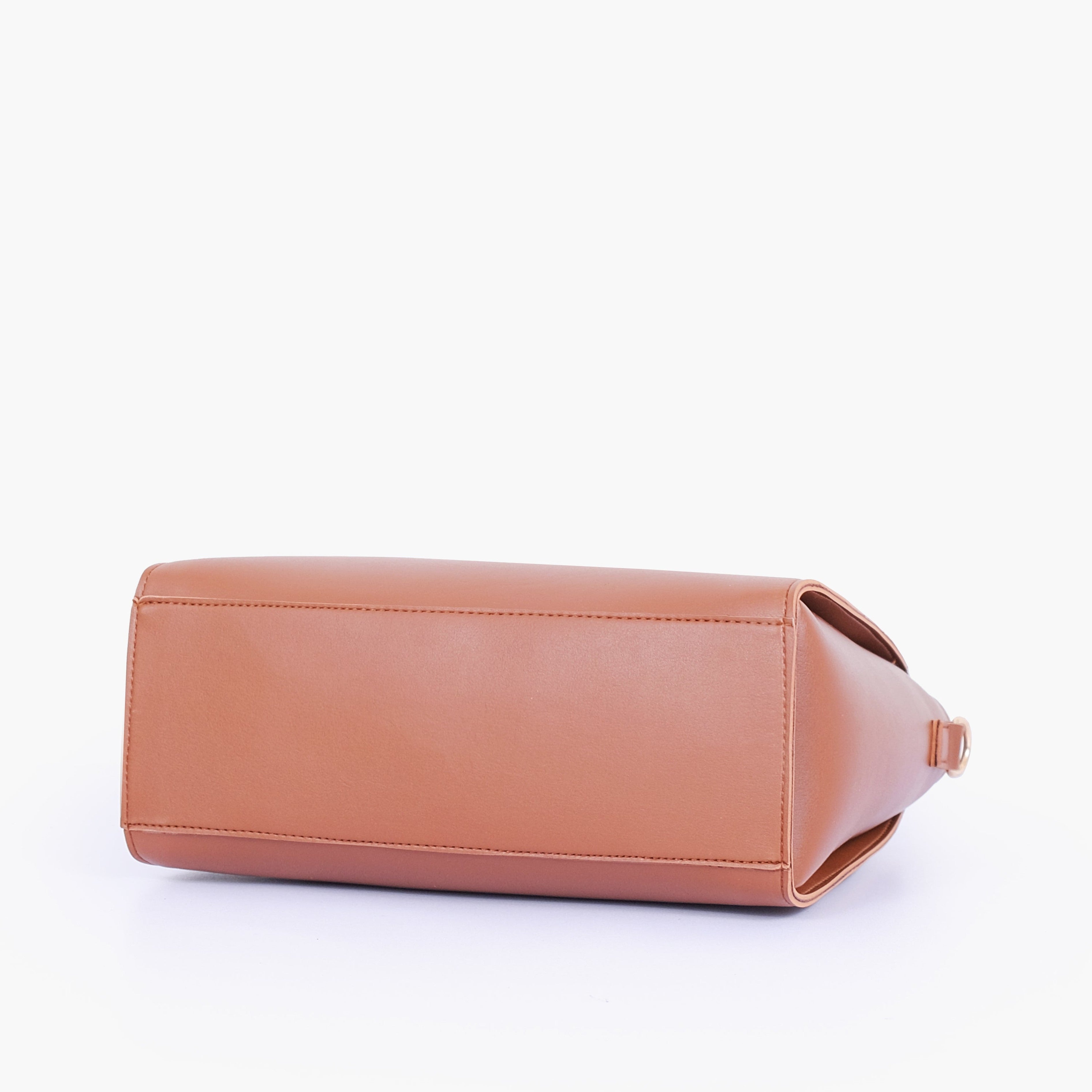 Brown handbag with flower charm