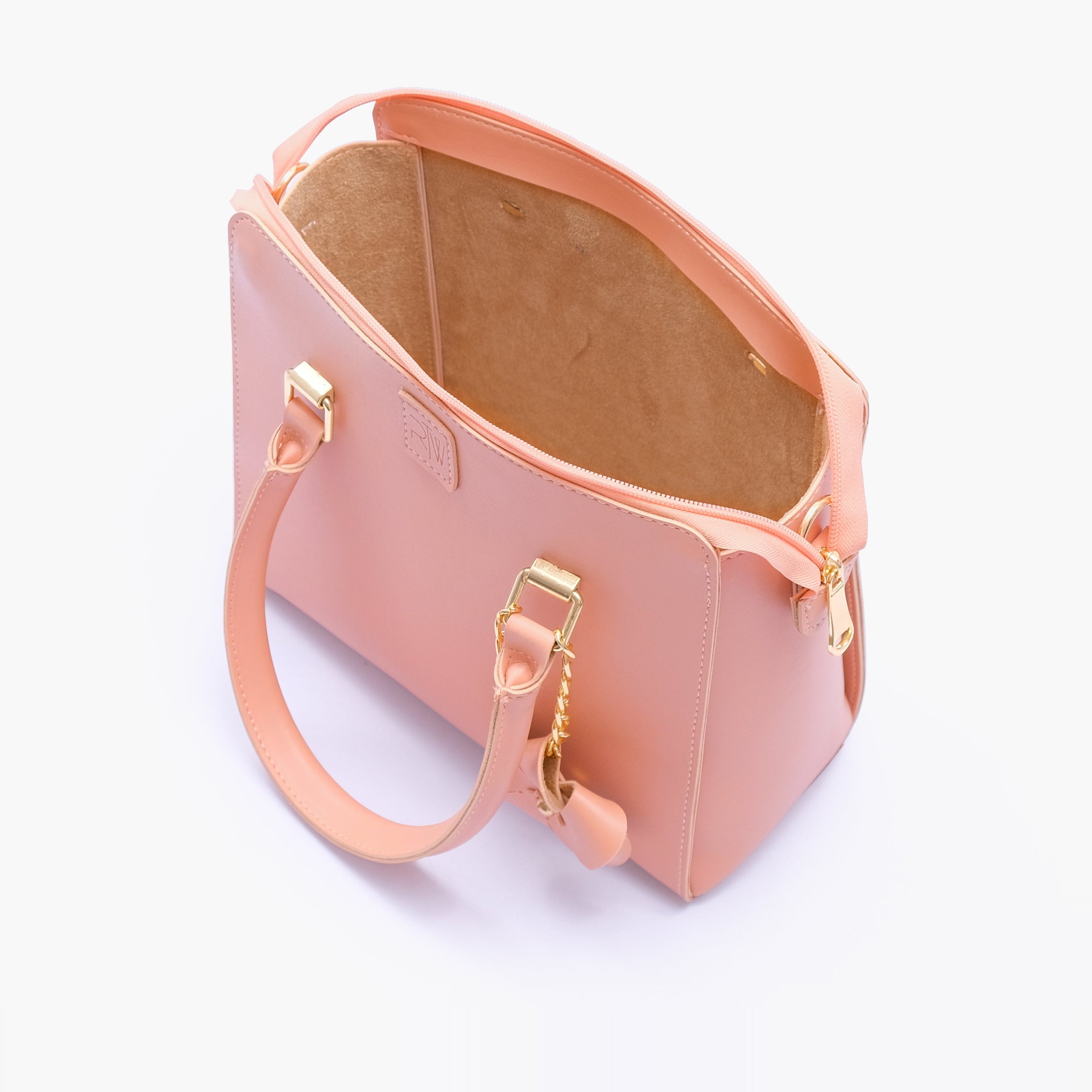 Peach handbag with flower charm