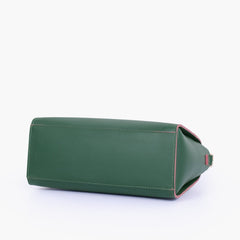 Army green handbag with flower charm