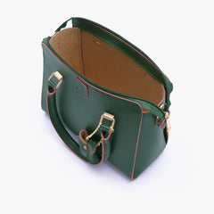 Army green handbag with flower charm