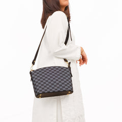 Black checkered dome cross-body bag