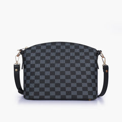 Black checkered dome cross-body bag