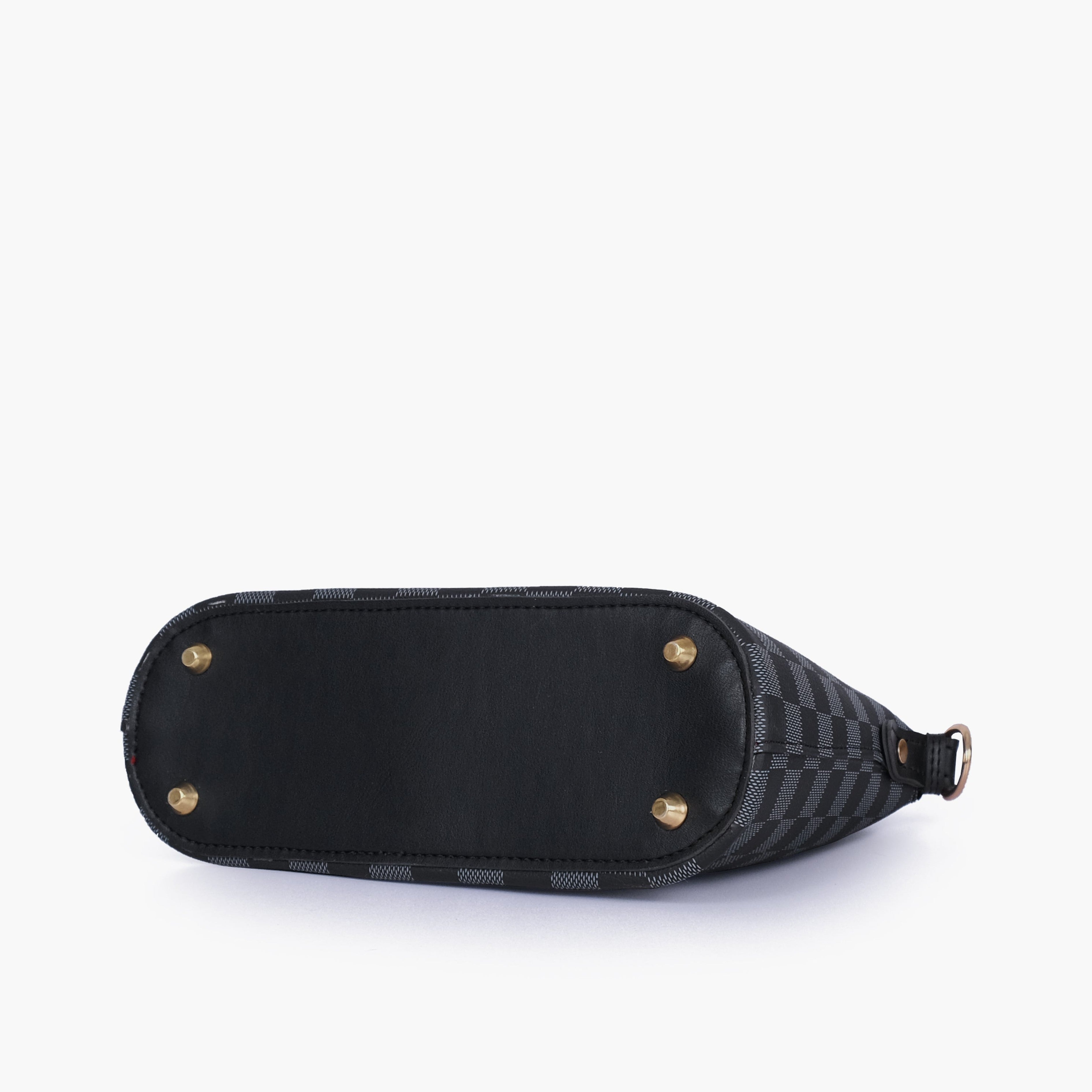 Black checkered dome cross-body bag