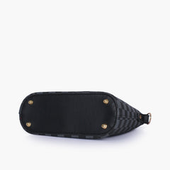 Black checkered dome cross-body bag