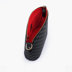 Black checkered dome cross-body bag