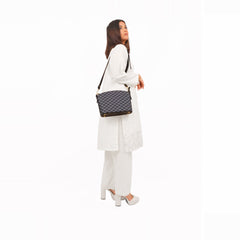 Black checkered dome cross-body bag