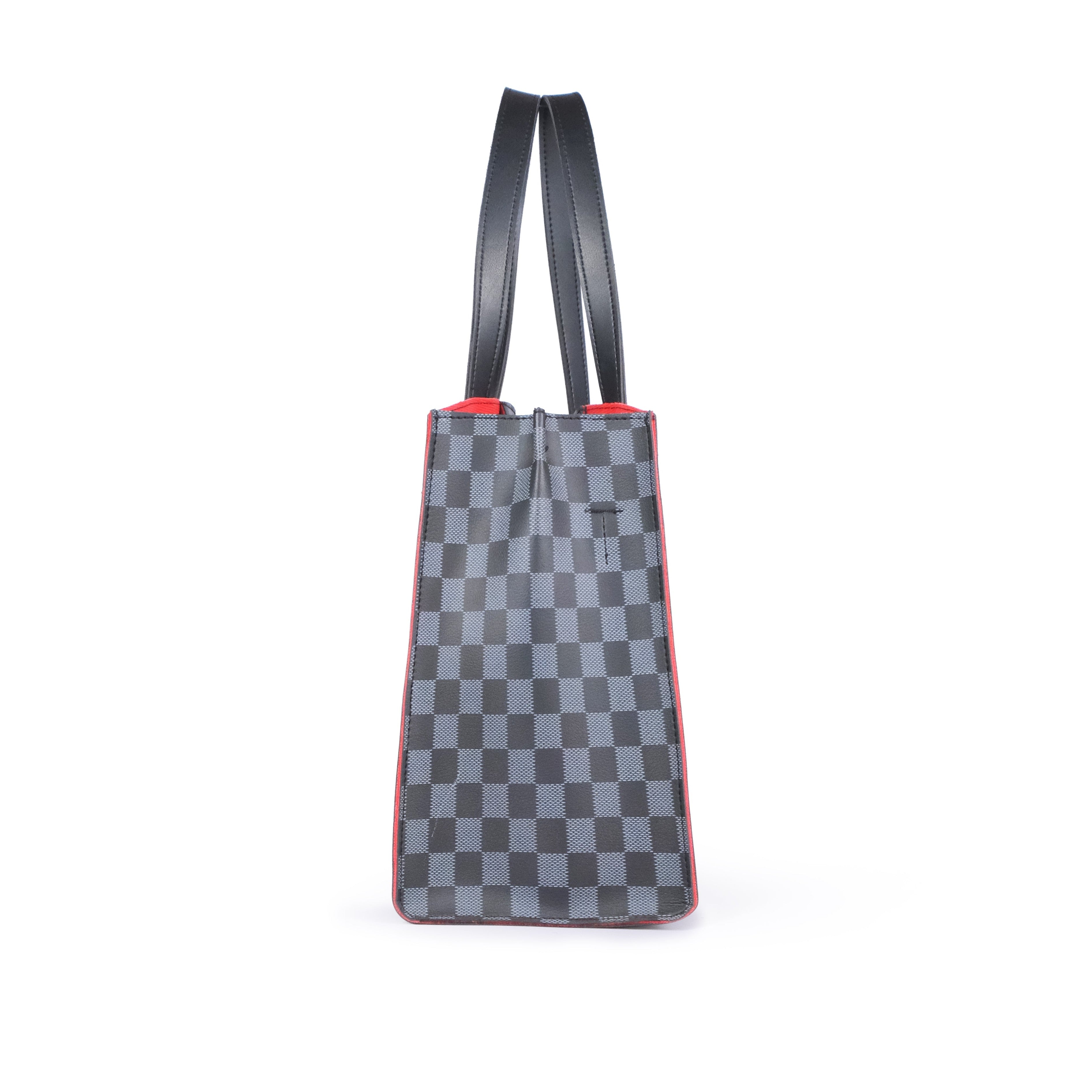 Black checkered multi compartment satchel bag