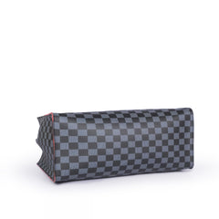 Black checkered multi compartment satchel bag
