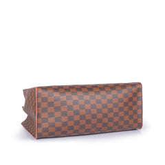 Dark brown checkered multi compartment satchel bag
