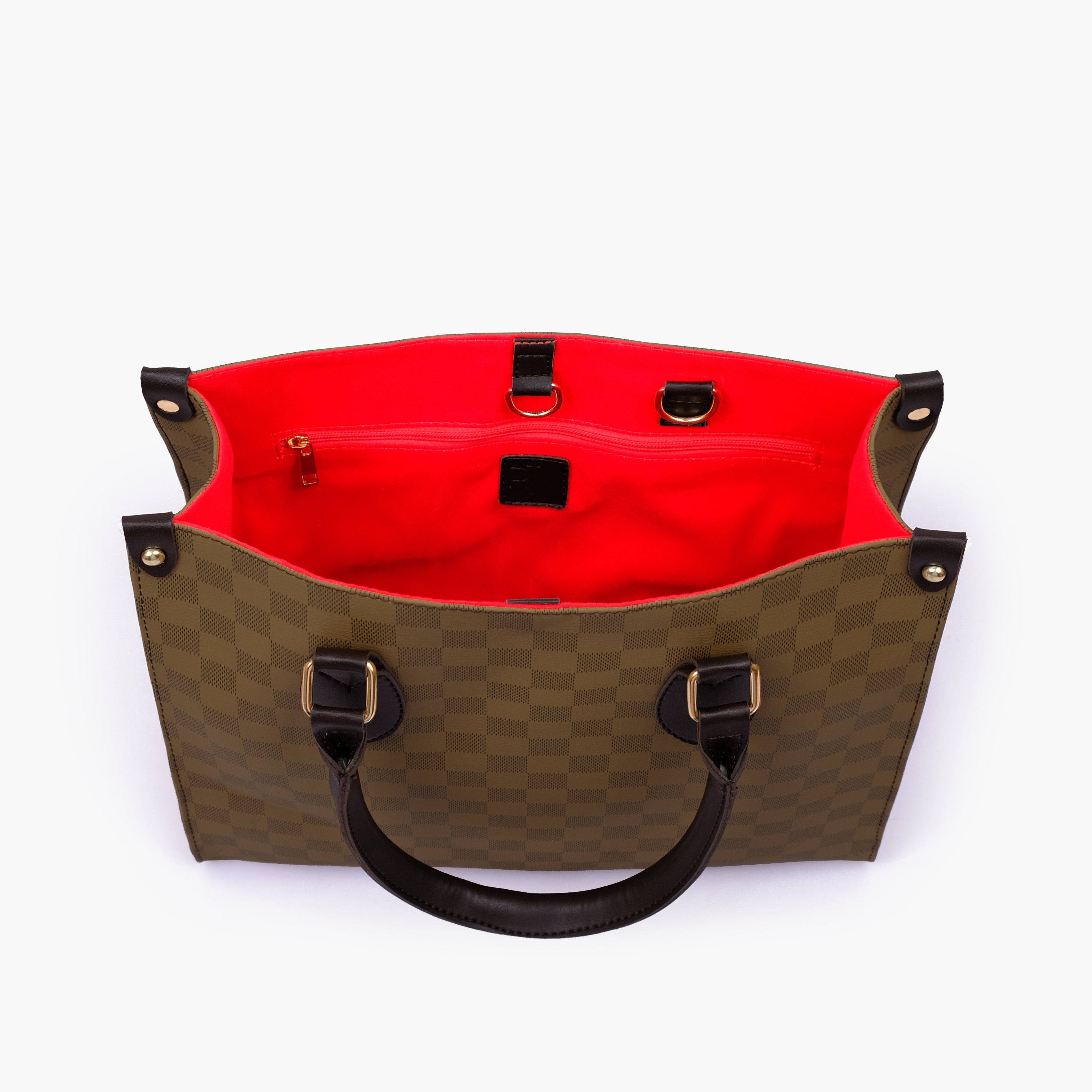 Brown checkered everywear handbag