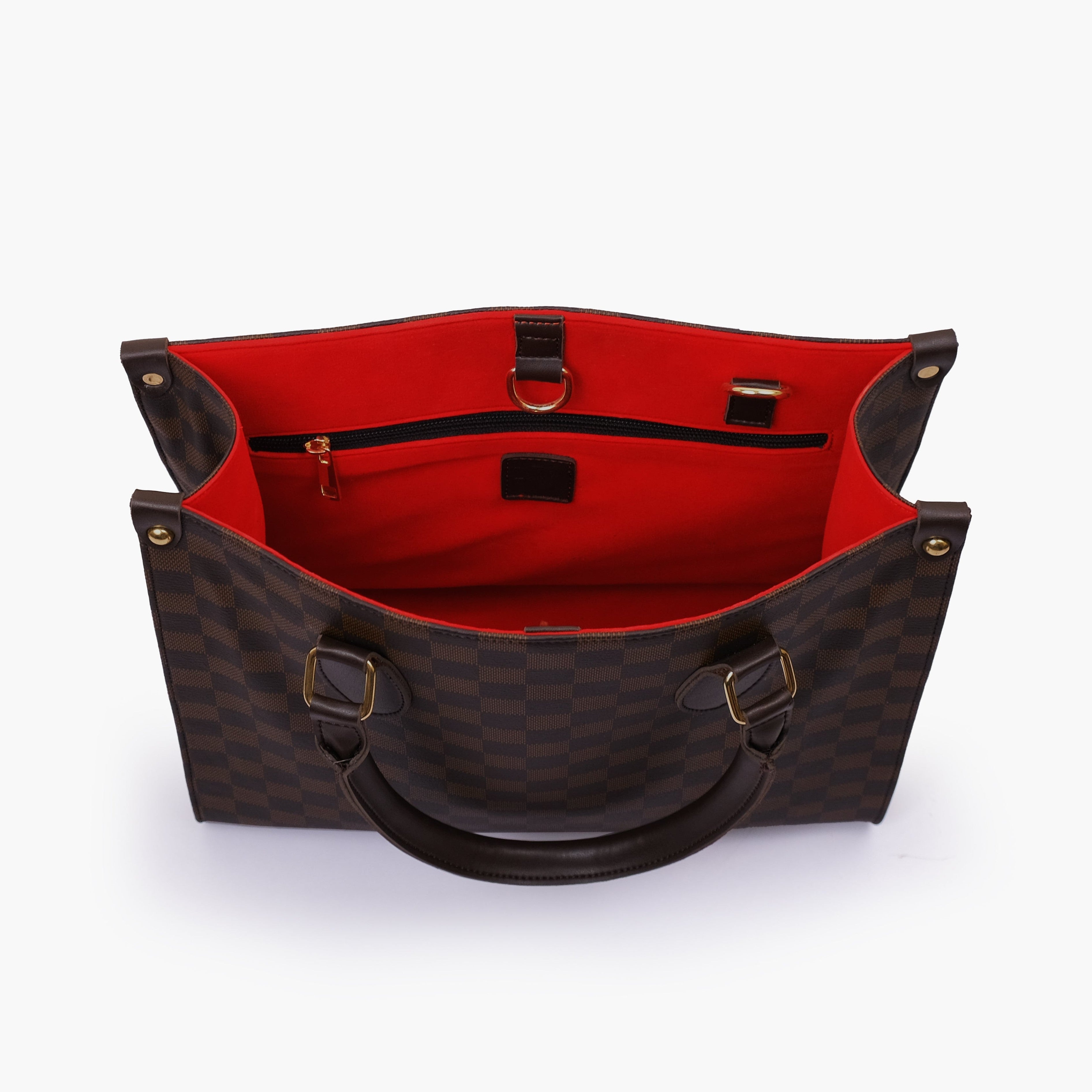 Dark brown checkered everywear handbag