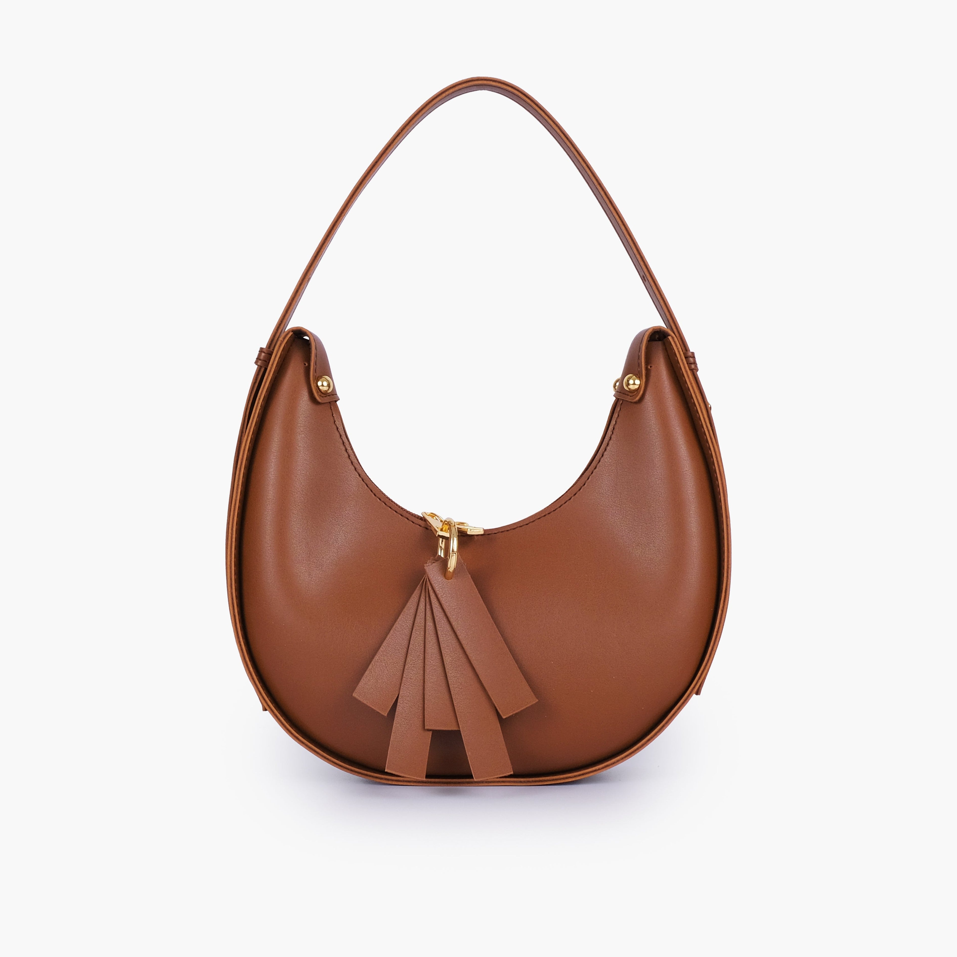 Brown crescent hobo bag
