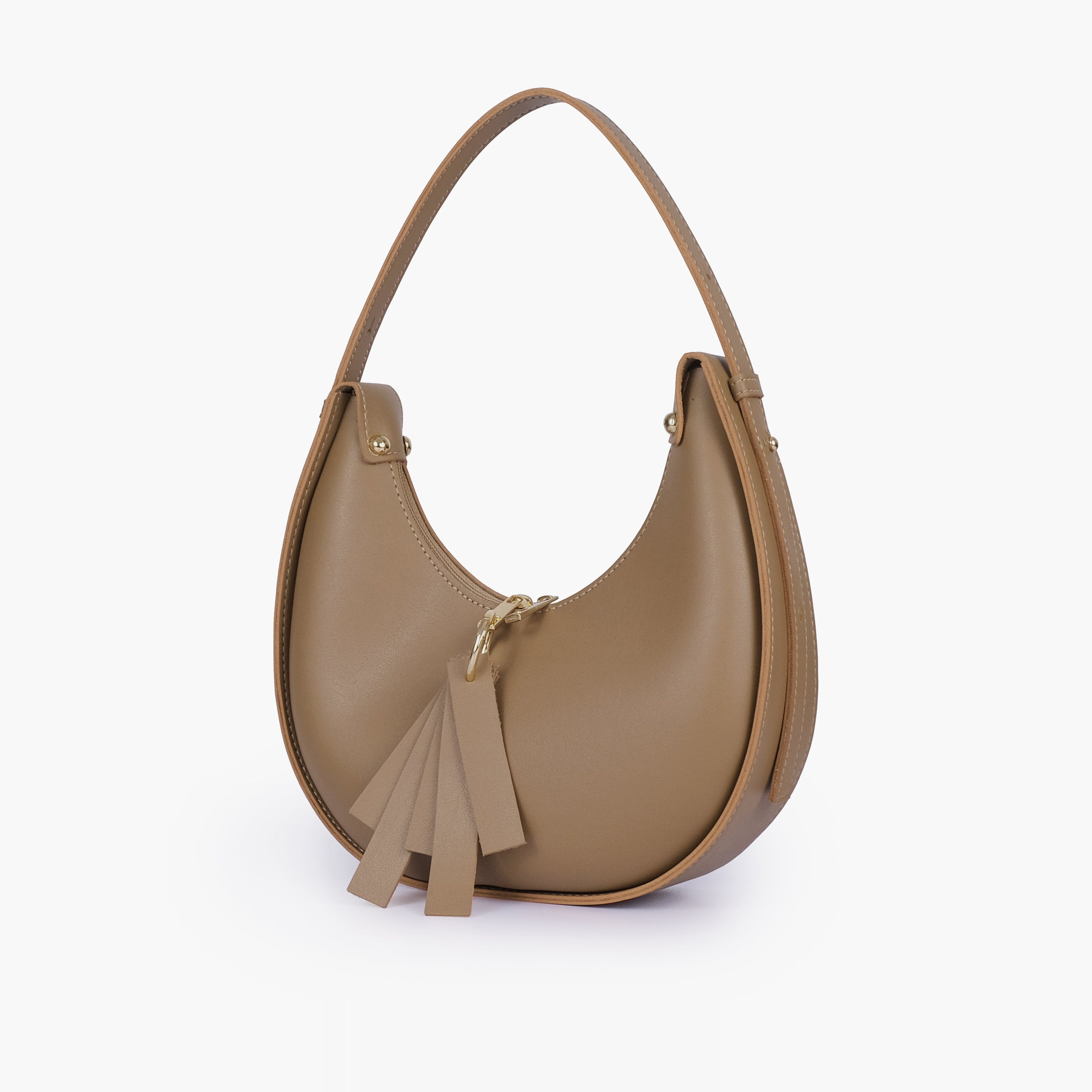 Coffee crescent hobo bag