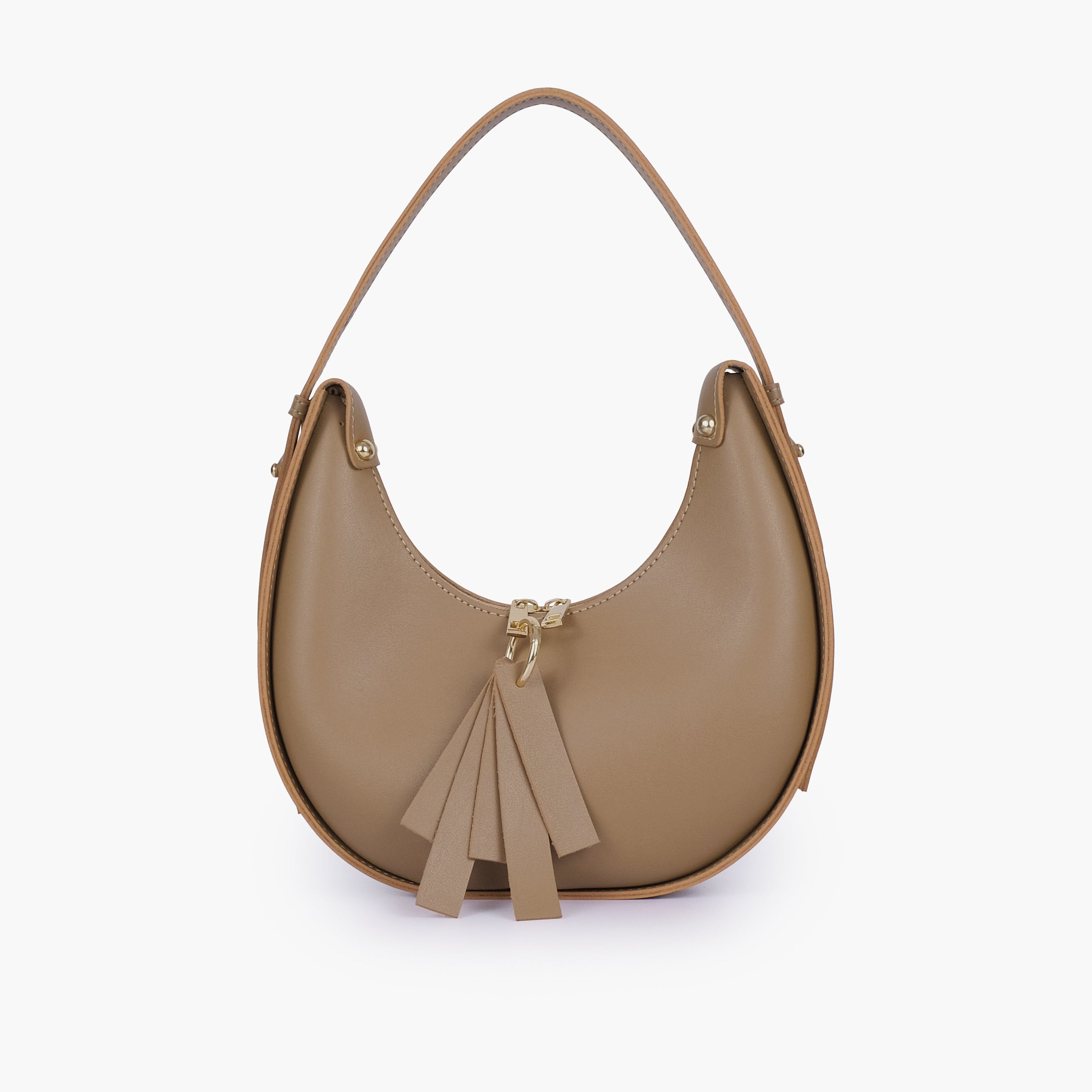 Coffee crescent hobo bag