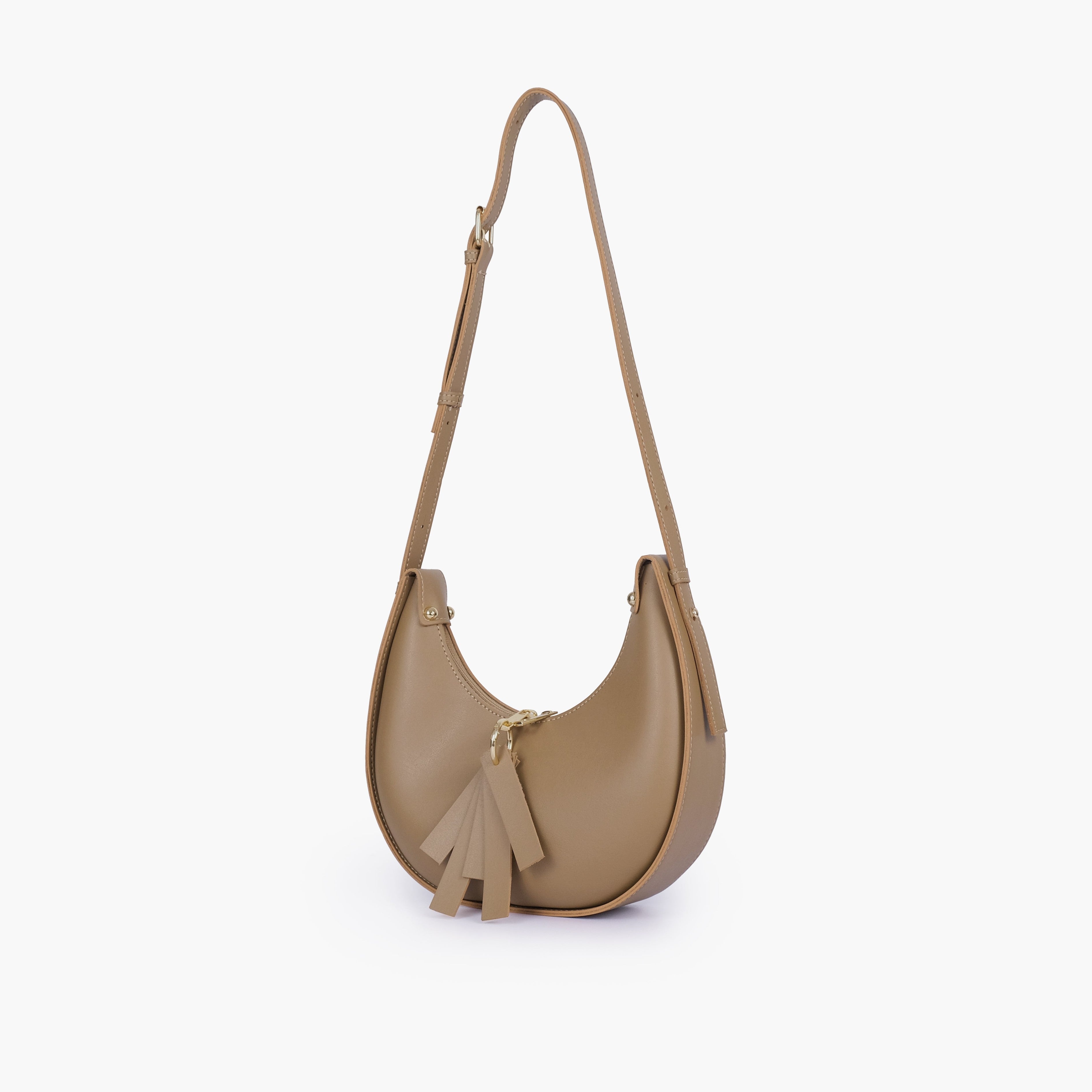 Coffee crescent hobo bag