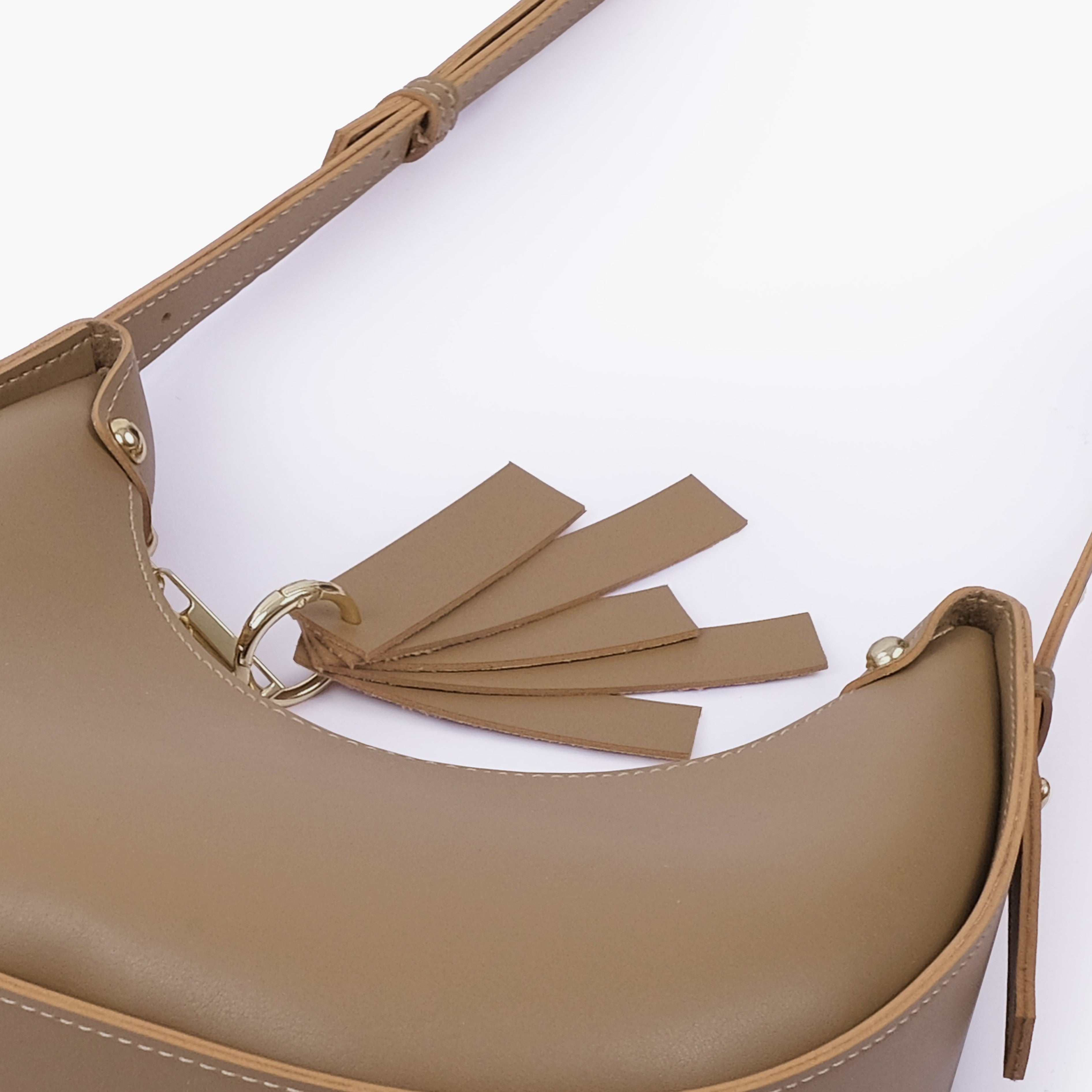 Coffee crescent hobo bag