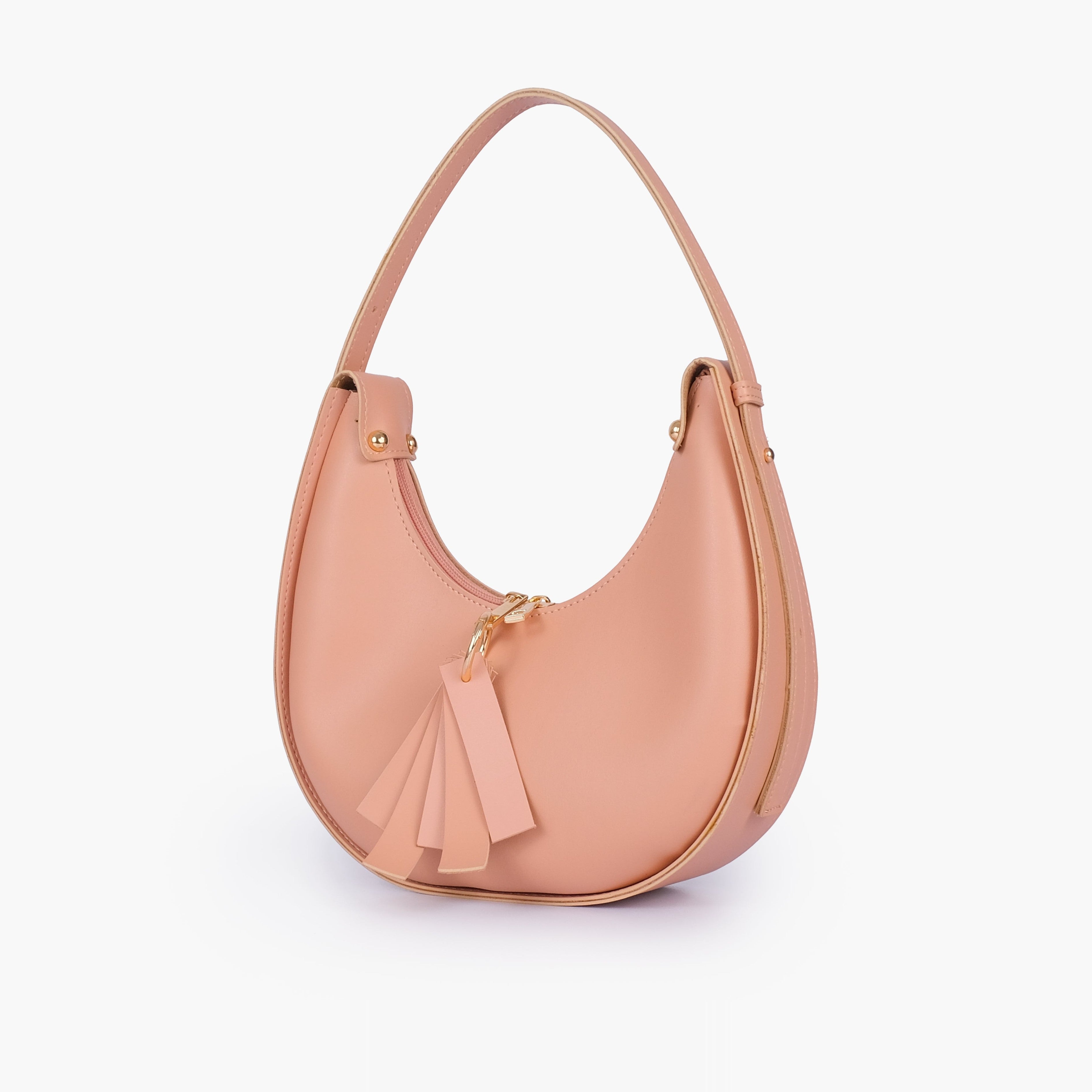 Peach crescent hobo bag