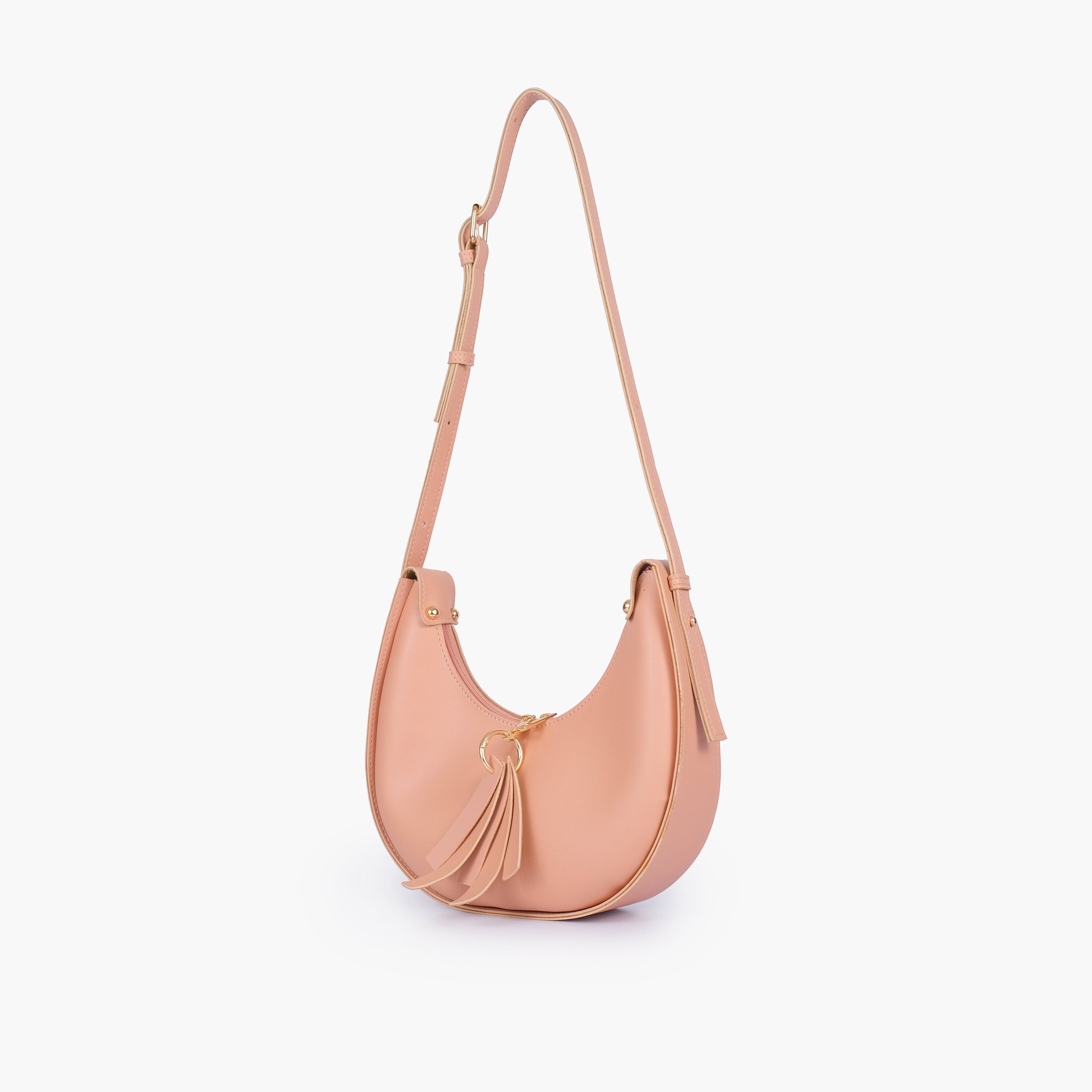 Peach crescent hobo bag