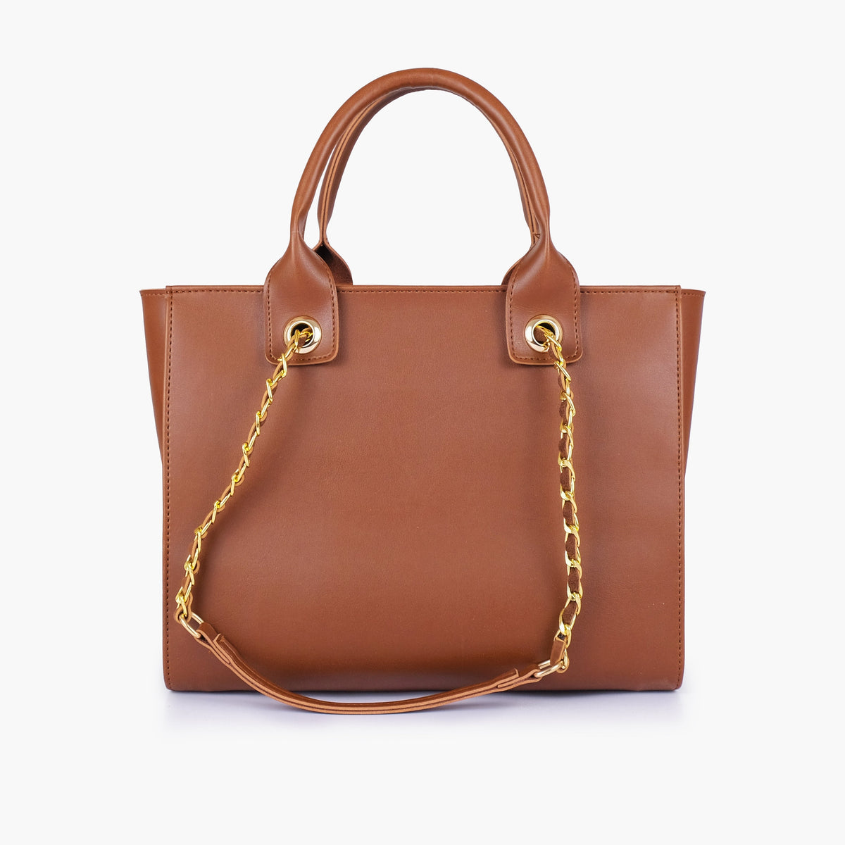 Brown chain handle tote