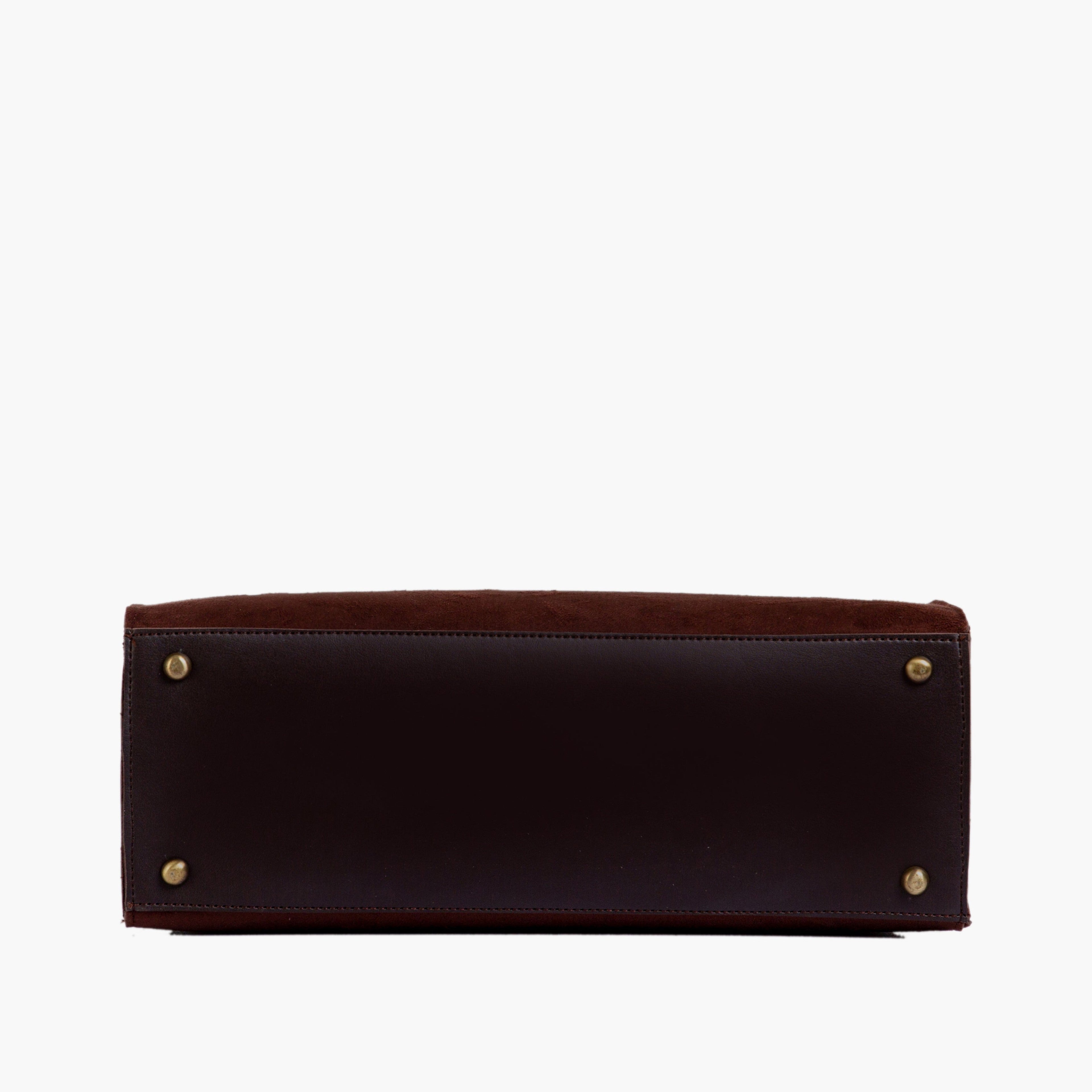 Dark brown suede workplace handbag