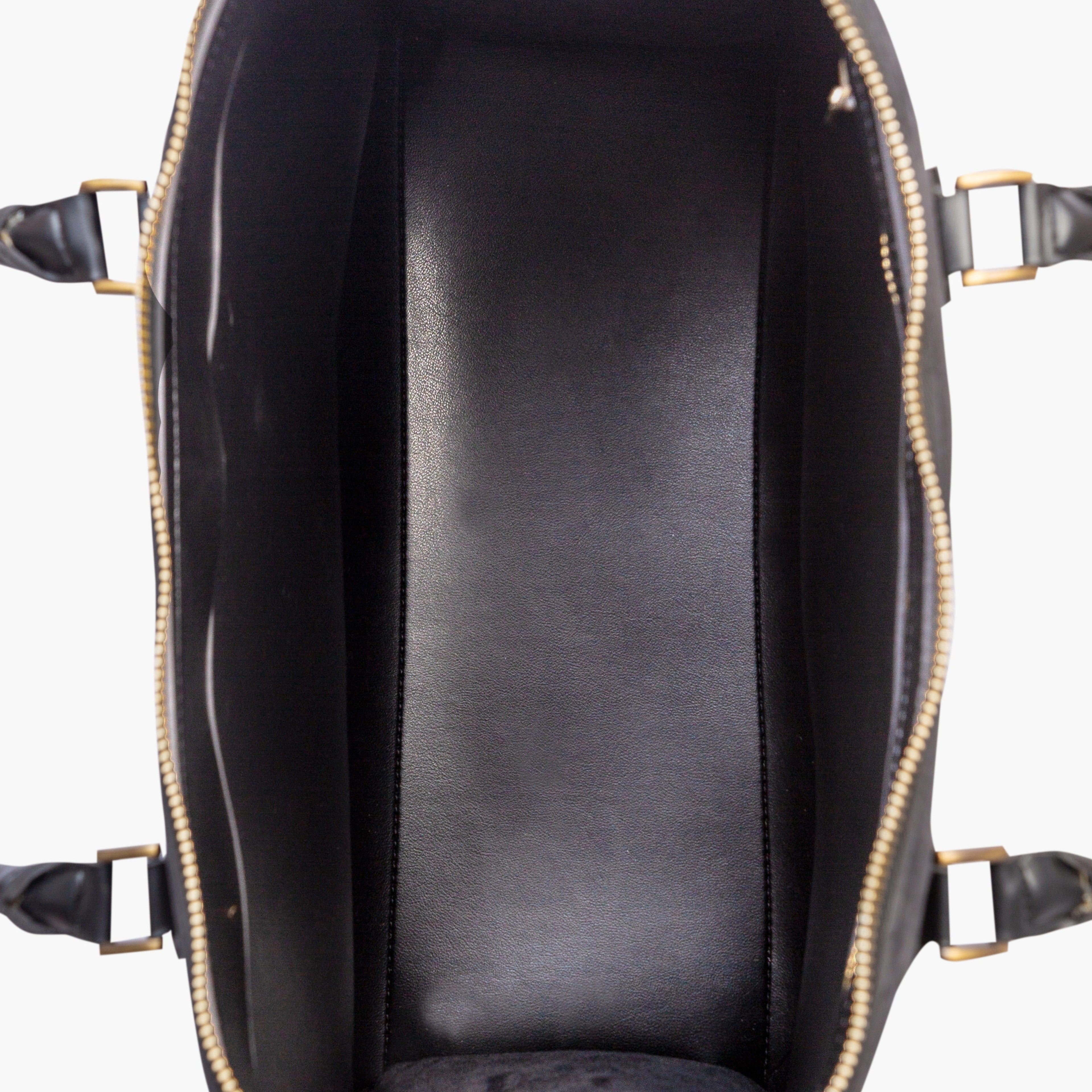 Black suede workplace handbag