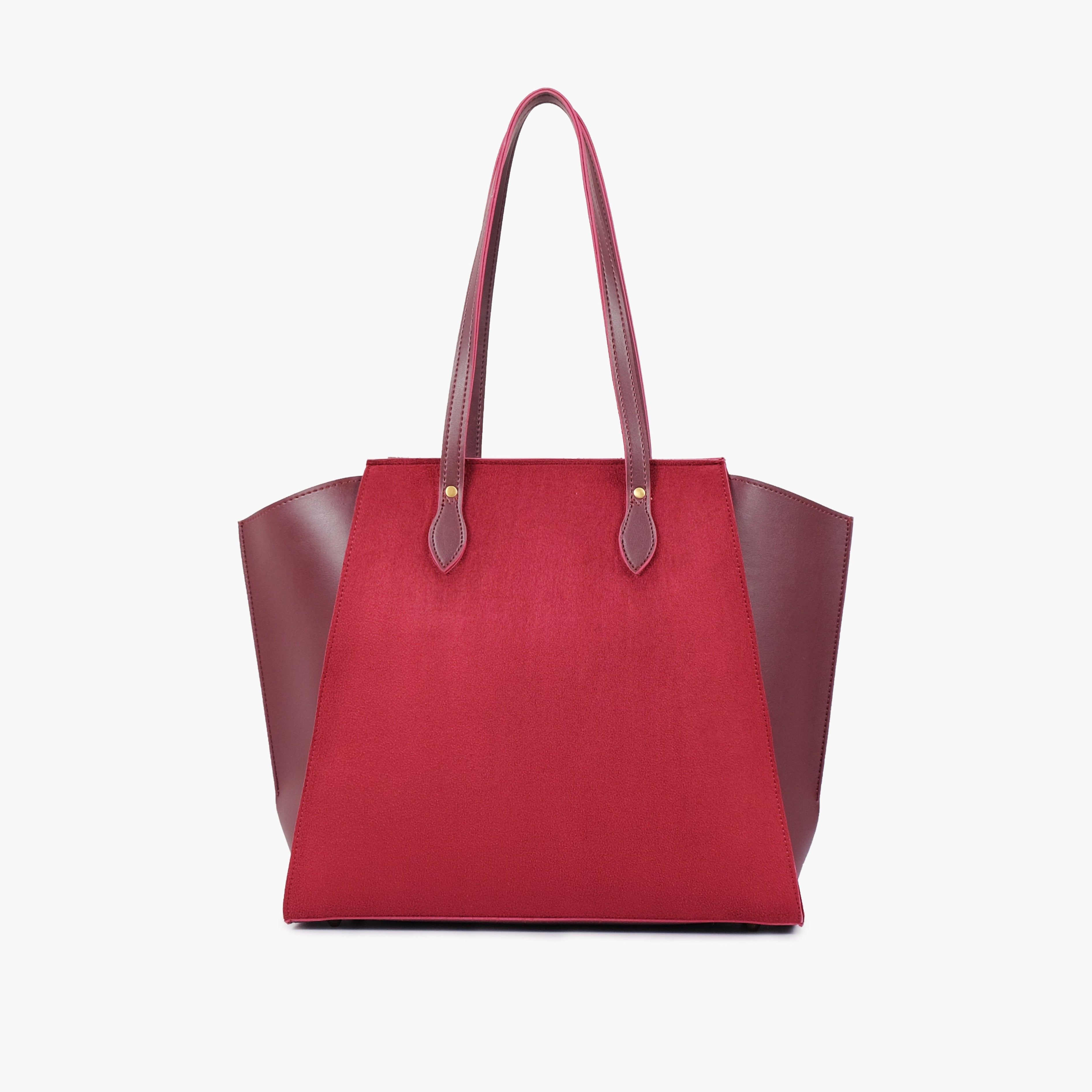 Burgundy suede classic tote bag