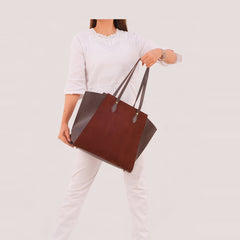 Dark brown suede classic tote bag
