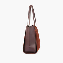Dark brown suede classic tote bag