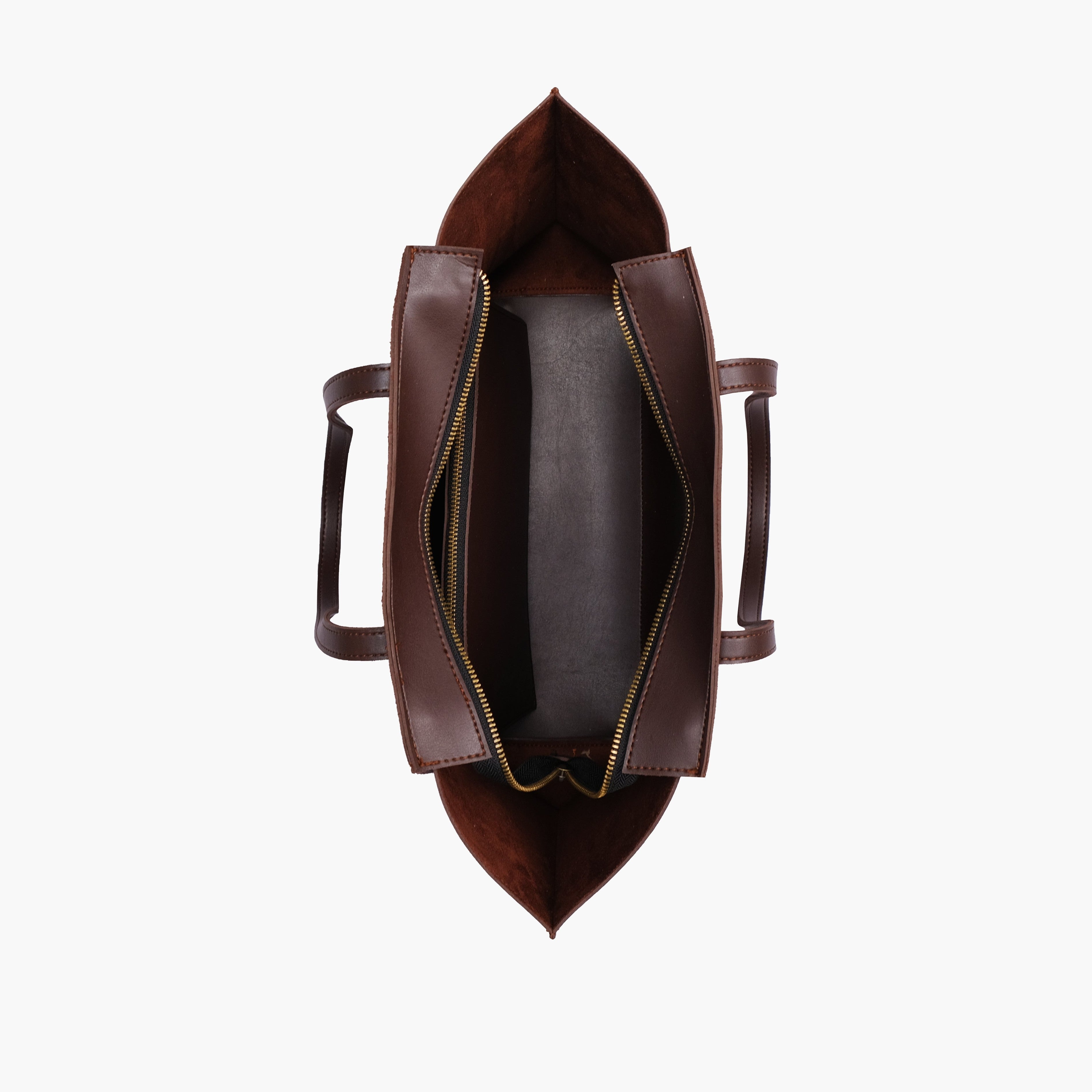 Dark brown suede classic tote bag
