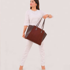 Dark brown suede classic tote bag