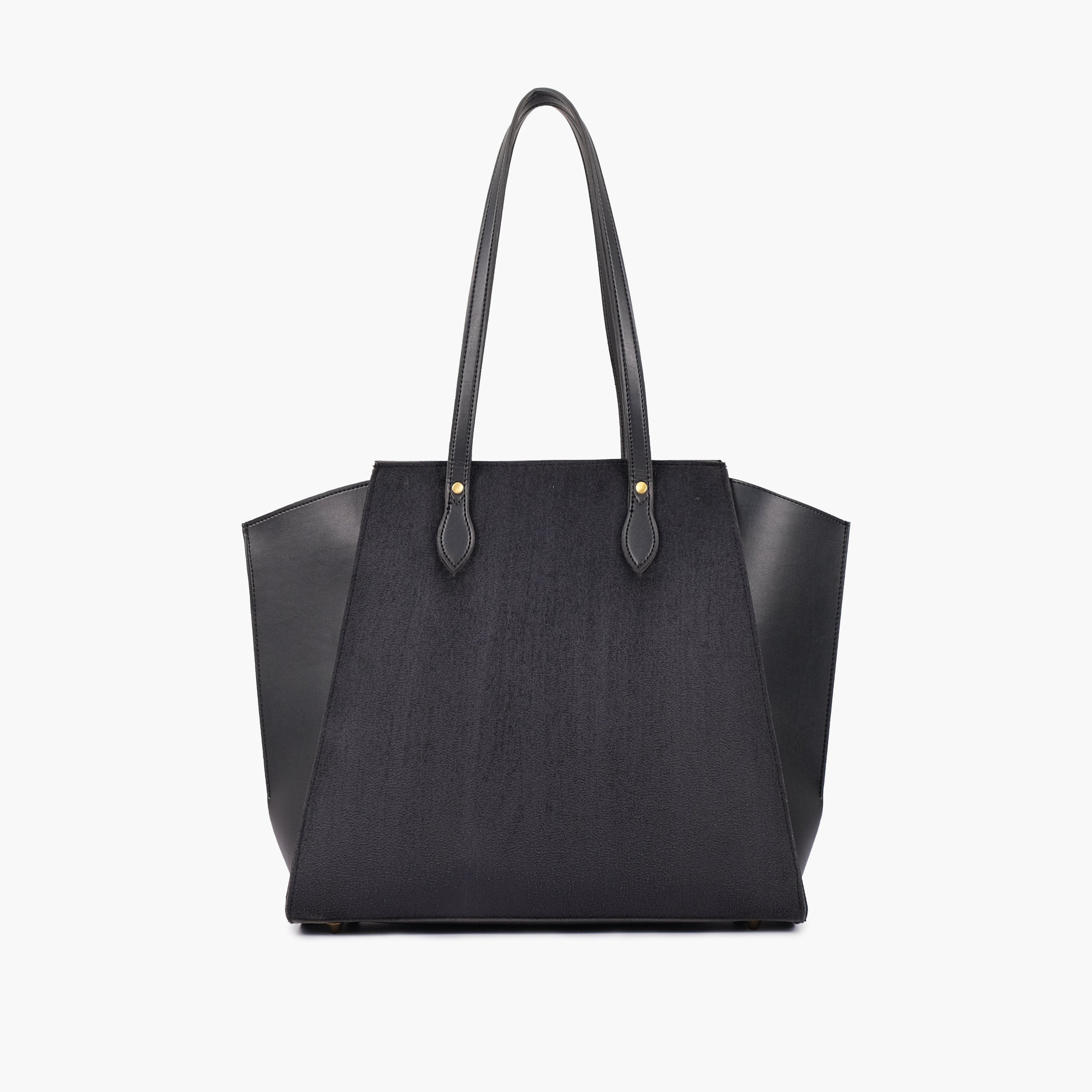 Black suede classic tote bag