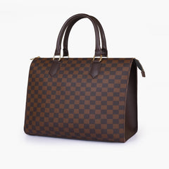 Dark brown checkered on-the-go handbag