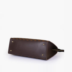 Dark brown checkered on-the-go handbag