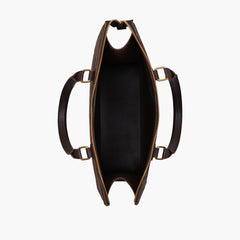 Dark brown checkered on-the-go handbag